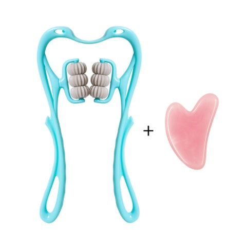 6-Roller Cervical Neck Massager with Crystal Scraping Board