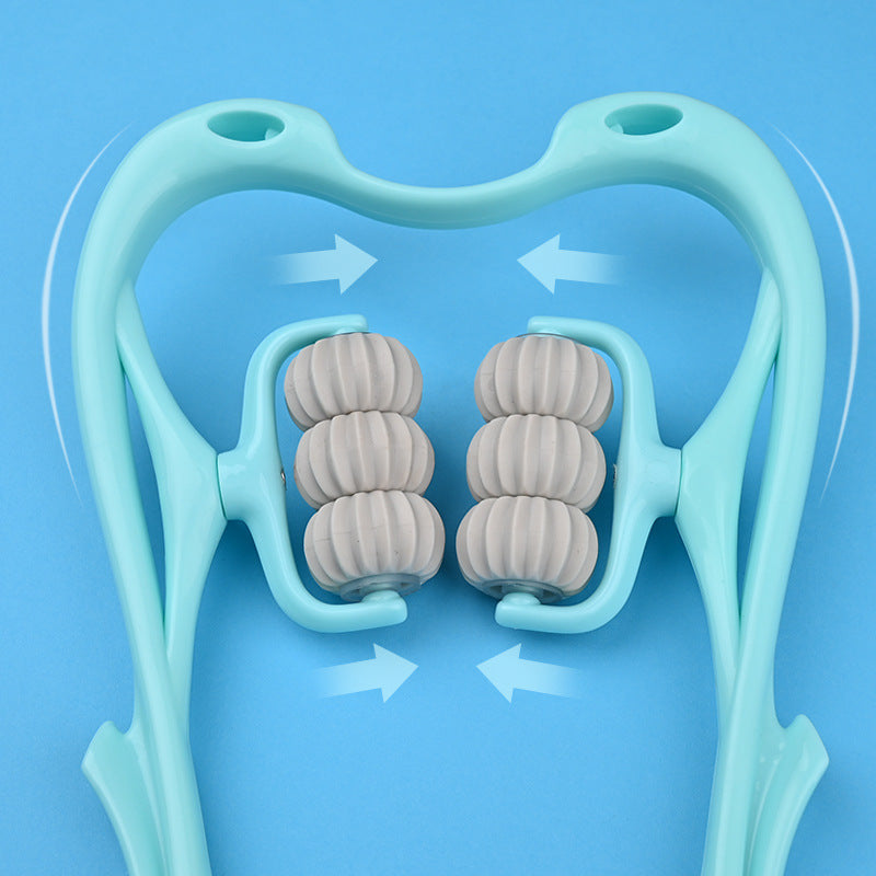 6-Roller Cervical Neck Massager with Crystal Scraping Board