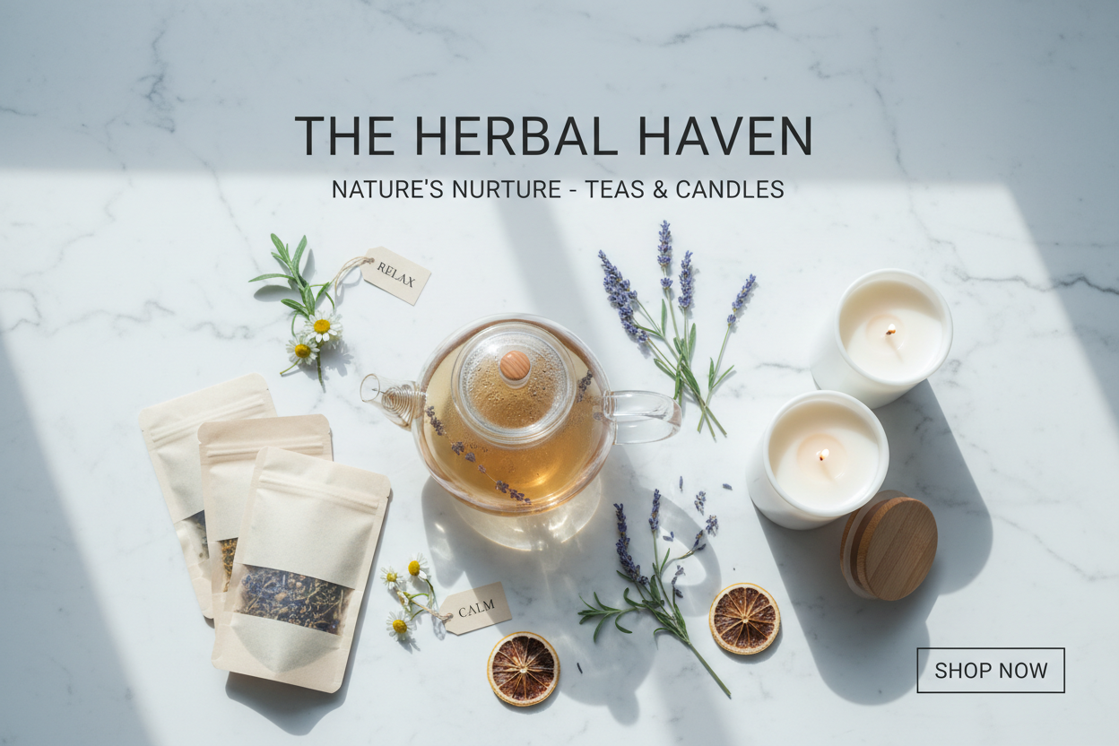 Herbal Teas & Scented Candles Banner - Minimalist