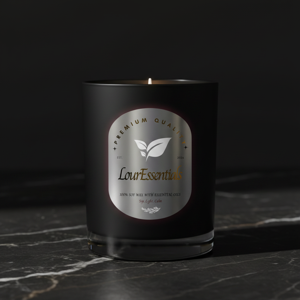 LourEssentials Black Jar Candle Mockup