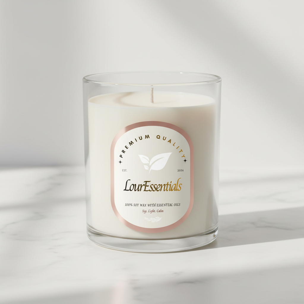 LourEssentials Clear Jar Candle Mockup